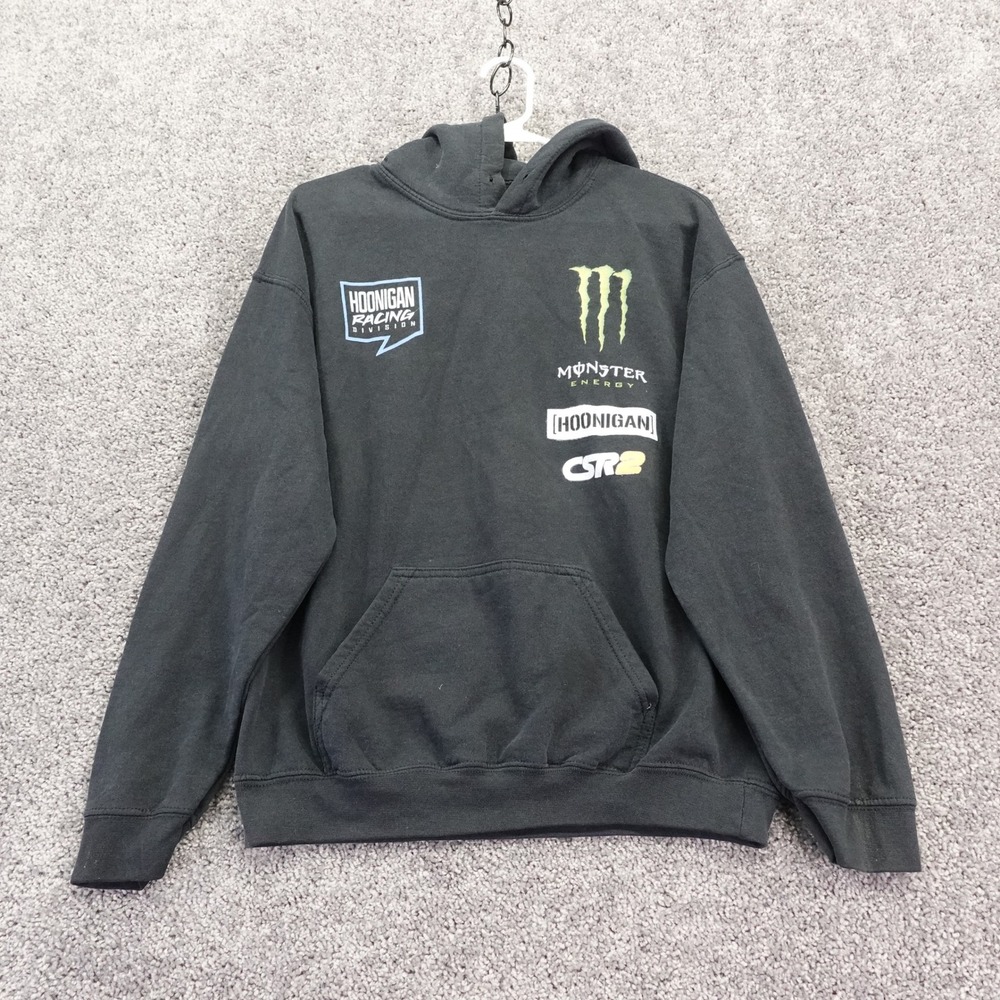Gildan Hoodie Womens Medium Black Hoonigan Racing Monster Energy Pullover Logo